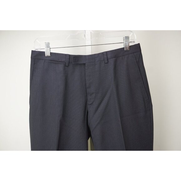 Gucci Blue Double Pinstriped 100% Wool Mens Dress Pants Sz 48 NEW